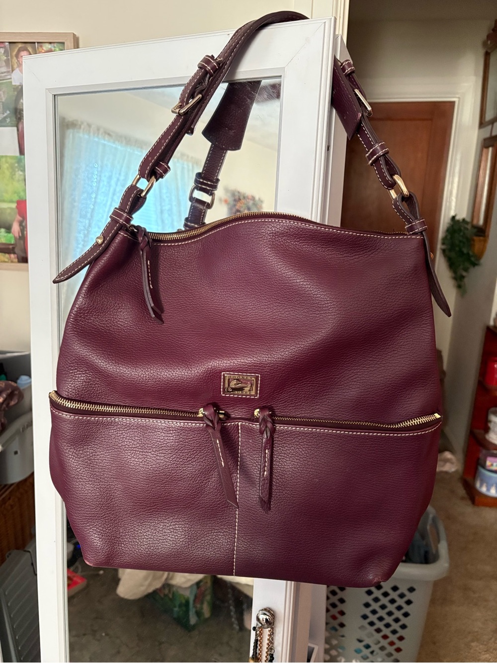 Dooney & Bourke Burgundy Leather Shoulder Hobo